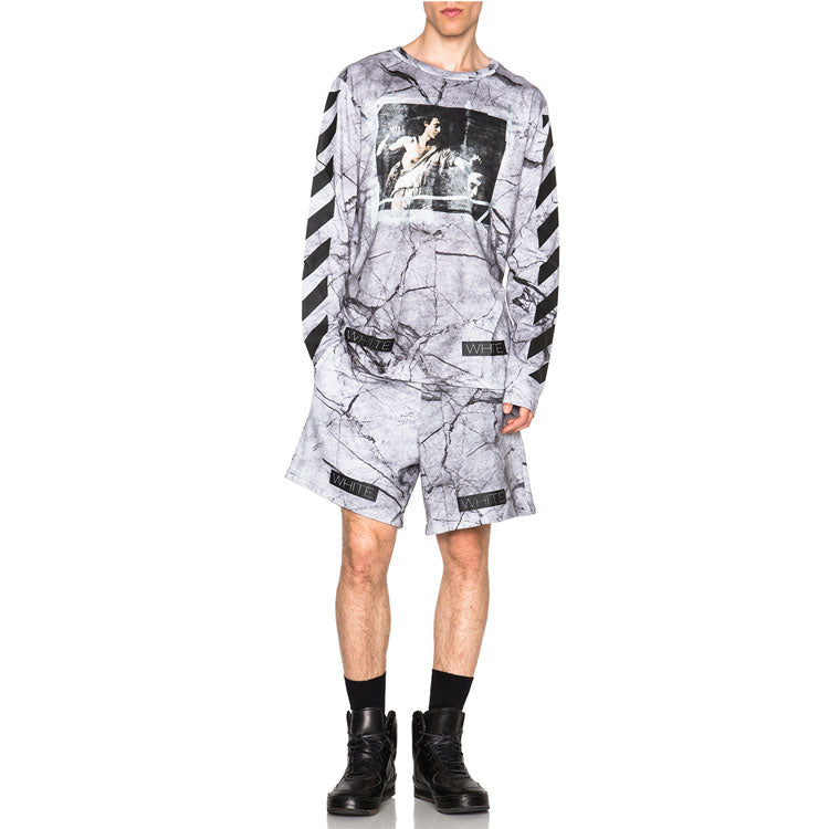 Off-White SS21 Large Printing Pullover Gray White OMBA003G20FLE0029988