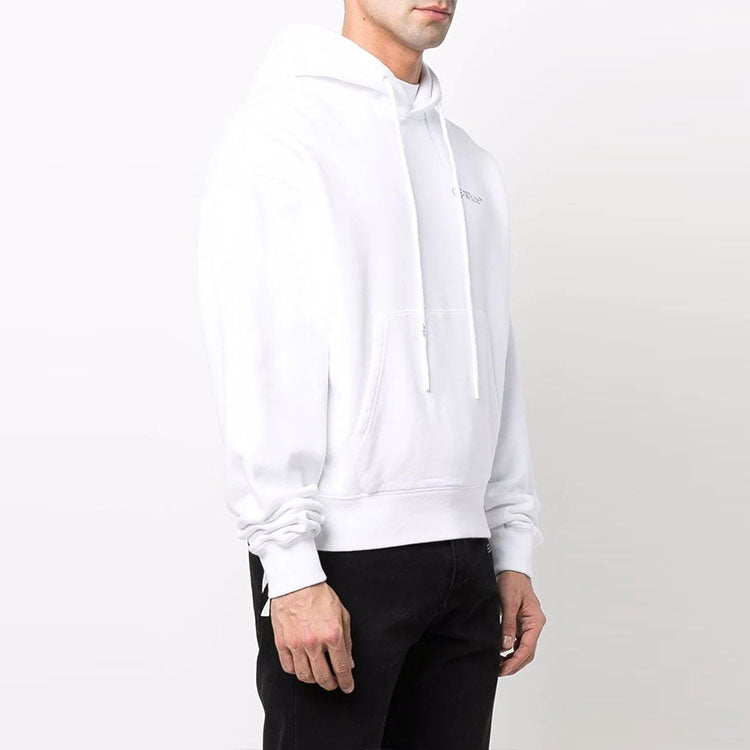 Men's Off-White Printing Hooded Long Sleeves White OMBB037S22FLE0070110