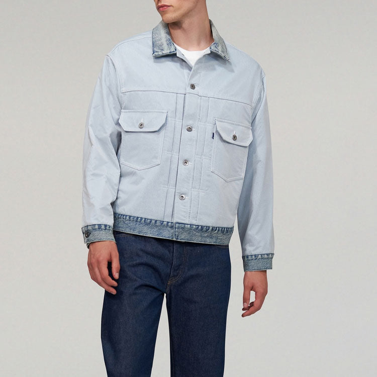 Men's Levis Midnight Blue Series Lapel Long Sleeves Denim Light Denim Jacket 21261-0002