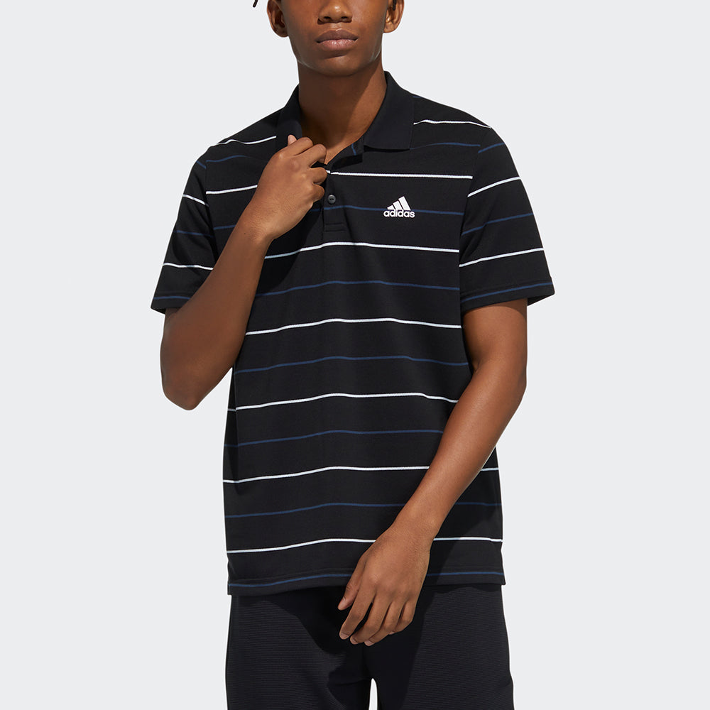 adidas Fi Polo Yarndye Striped Sports Short-sleeved Polo Shirt Men's Black GP1009