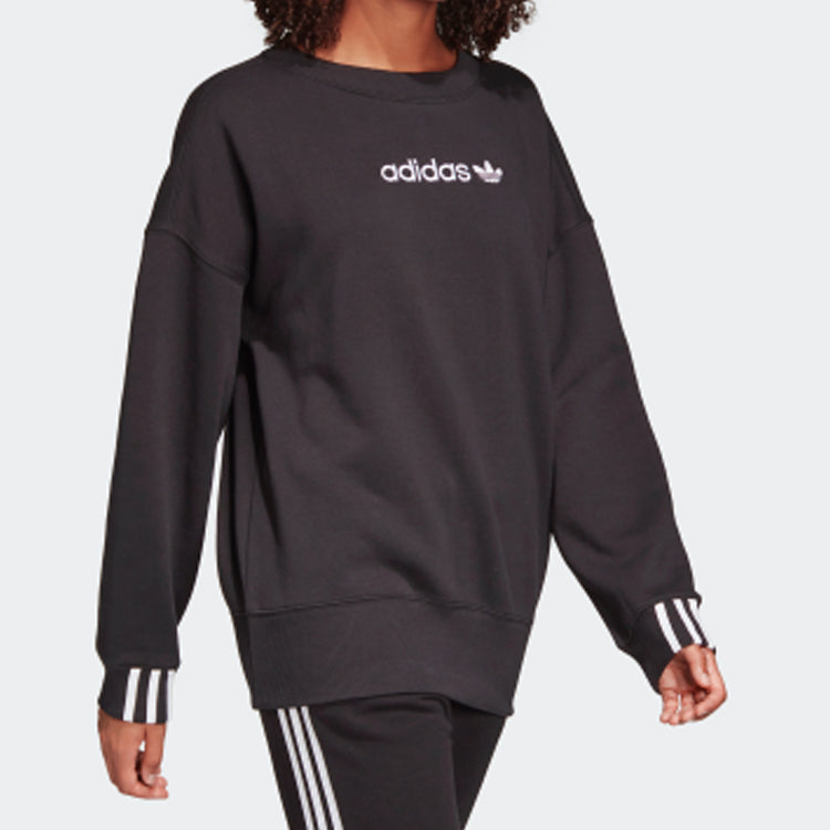 (WMNS) adidas originals Round Neck Pullover Black DU7193