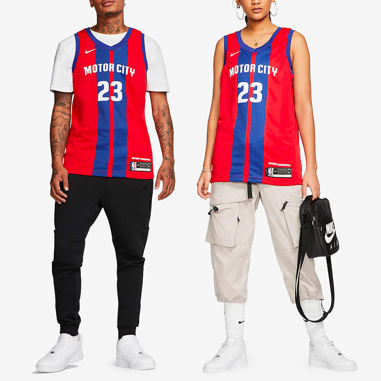Nike NBA City Version 20-21 Season Detroit Pistons 23 Alphabet Printing Basketball Vest Red AV4636-658