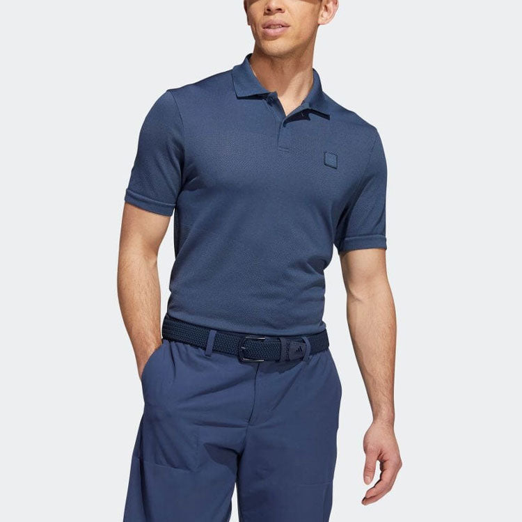 Men's adidas Solid Color Sports Short Sleeve Polo Shirt Blue HF6496