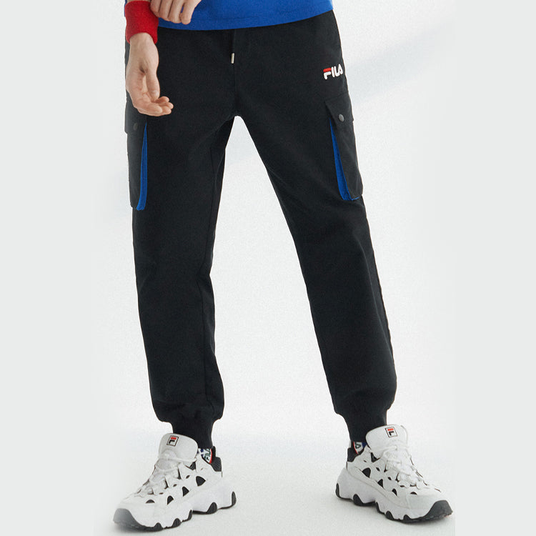 FILA FUSION Contrasting Colors Big Pocket Drawstring Casual Pants Black T11M022801F-BK