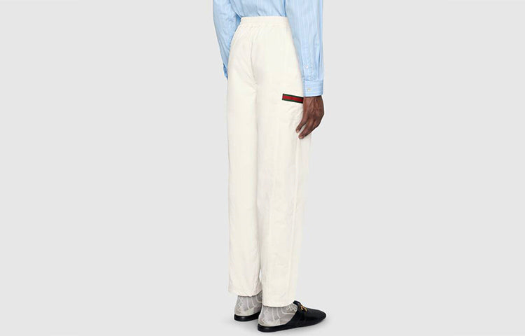 Gucci Label Cotton Canvas Trousers Casual Pants For Men White 604171-XDAX3-9061