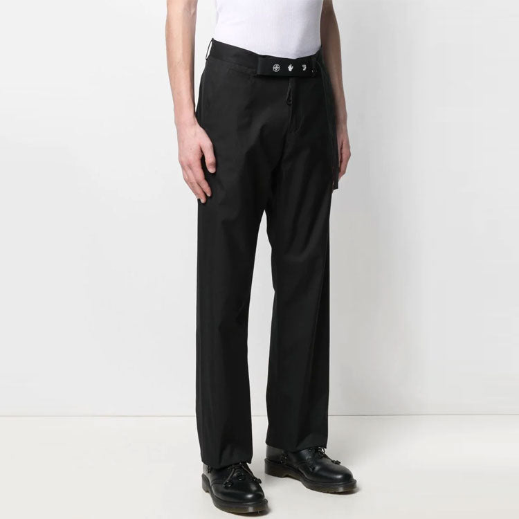 Off-White SS21 Logo Pattern Belt Casual Long Pants Version Black OMCG025S21FAB0011001
