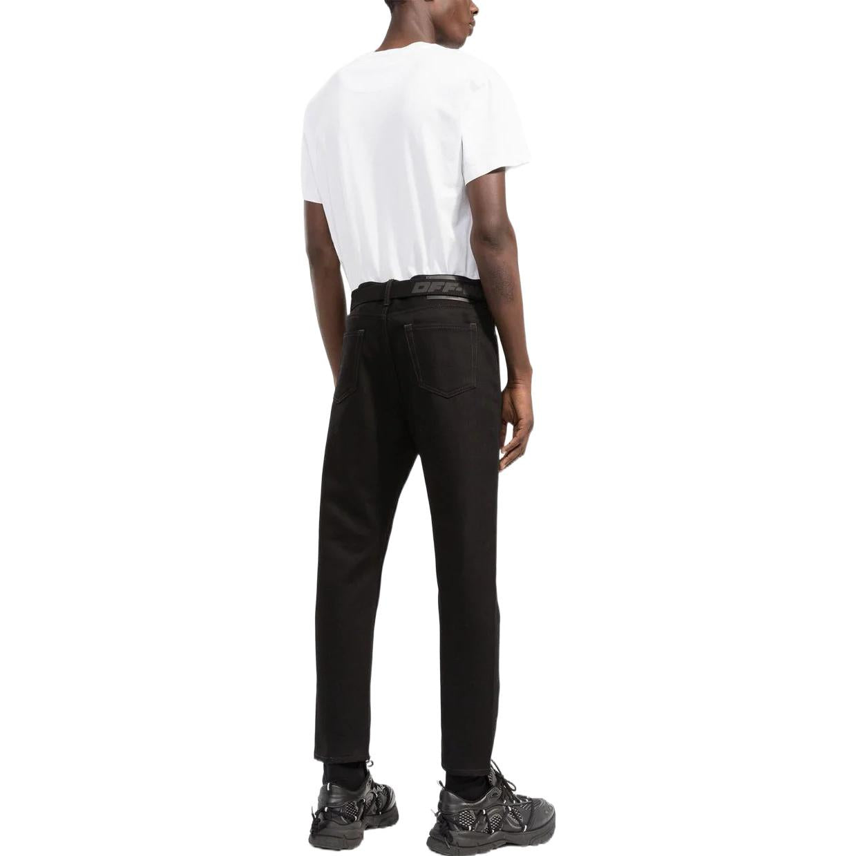 Men's Off-White SS22 Solid Color High Waist Straight-Leg Casual Pants/Trousers Black OMYA142C99DEN0011010