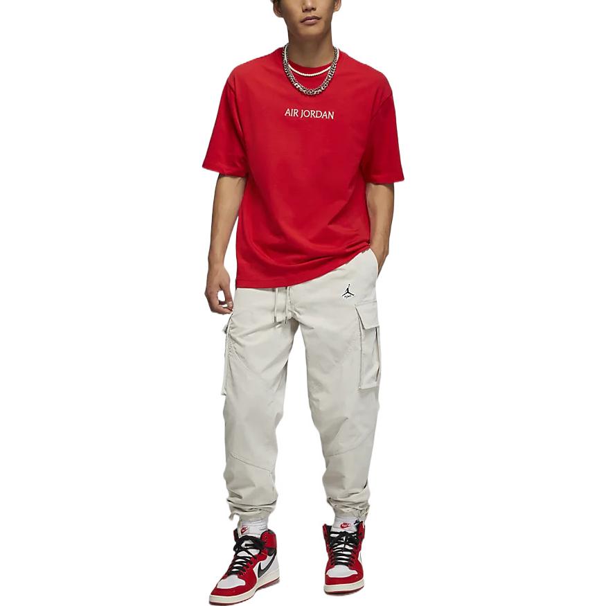 Air Jordan Solid Color Alphabet Round Neck Short Sleeve T-Shirt Men's Red DO6100-612