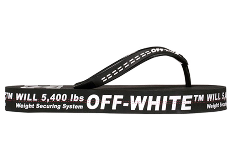 Off-White c/o virgil abloh men's black and white industrial flip flops OMIA131R20D270011000