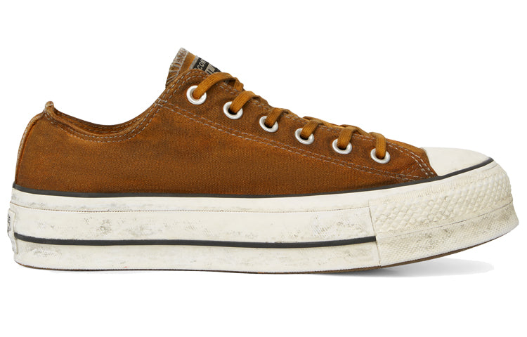 (WMNS) Converse Chuck Taylor All Star Canvas Rust Platform Low Top Thick Sole Dirty Shoes Yellow White 565762C