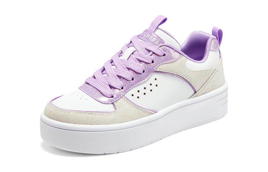 (GS) Skechers Court High 'White Beige Purple' 310194L-WLV