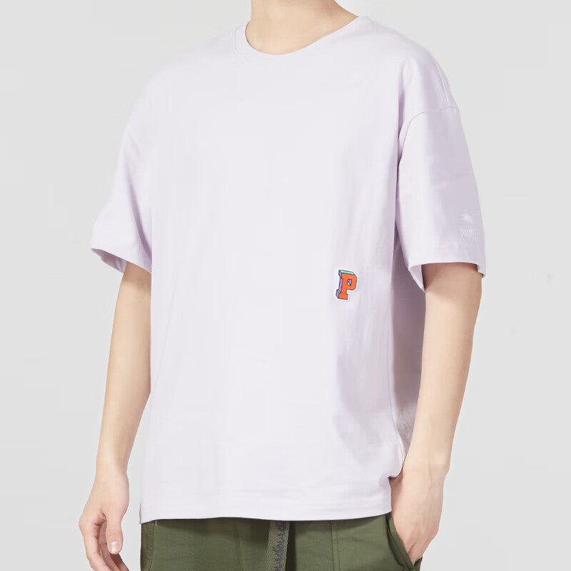 PUMA Team Badge Relaxed Short Sleeve T-Shirt 'Purple' 623249-17