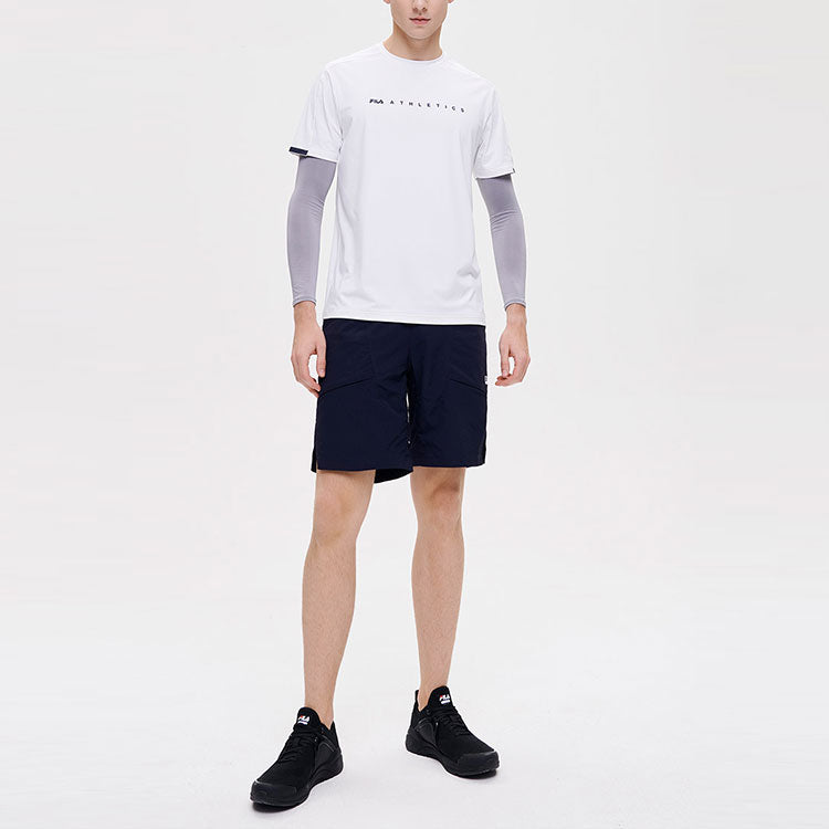 Men's FILA Athletics Round Neck Pullover Casual Sports Short Sleeve White T-Shirt A11M131101F-WT