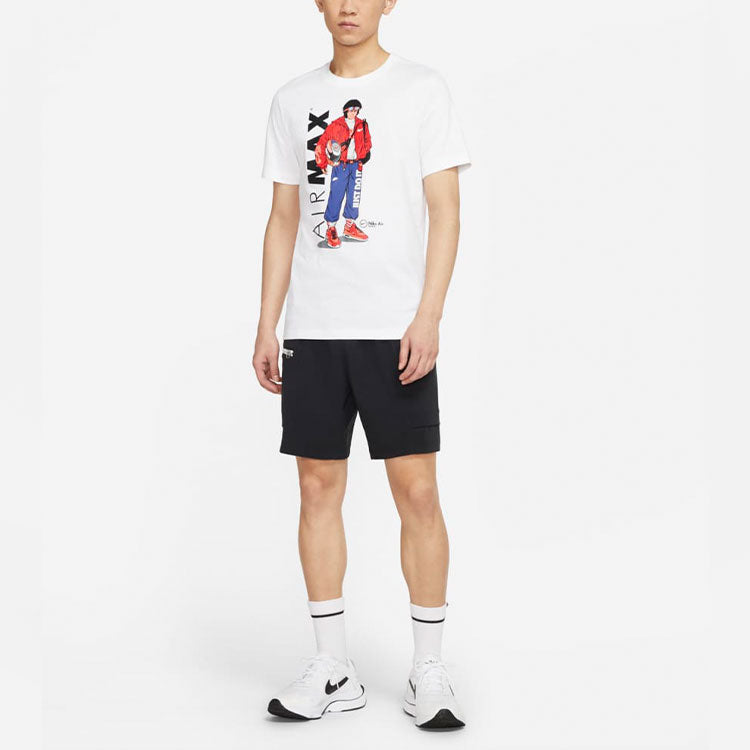 Nike Sportswear Pattern Printing Sports Round Neck Short Sleeve White DB6158-100