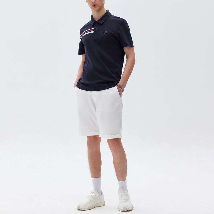 FILA Contrast Colors StripesSport Casual Short Sleeve poloShirt Men s Blue F11M121114F-NV