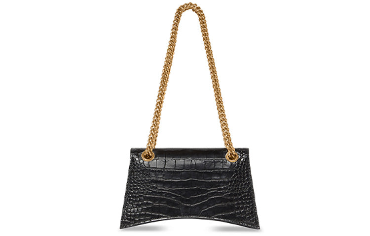 (WMNS) Balenciaga Crush Small Chain Bag Crocodile Embossed 'Black' 716351210IX1000