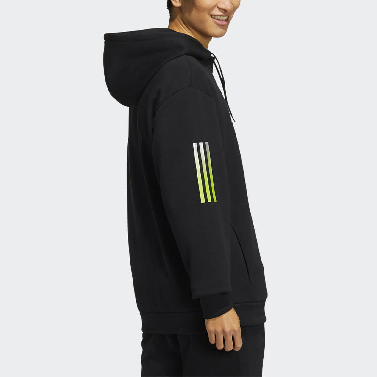 Men's adidas neo Logo Printing Stripe Sports Loose Black H45192