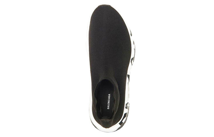 Balenciaga Speed 1.0 Recycled Knit Graffiti Sneakers 'Black' 645334W2DB71015