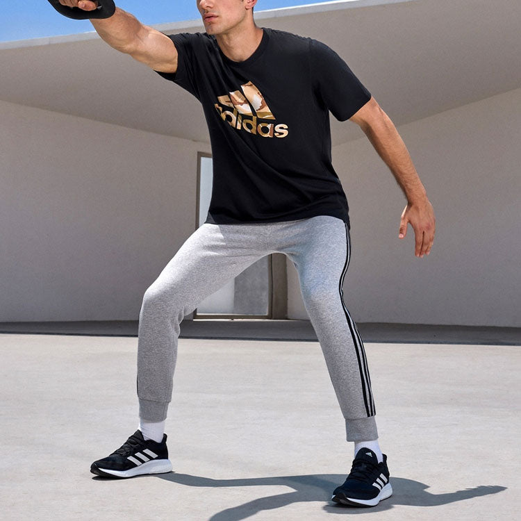 adidas Alphabet Large Logo Printing Round Neck Pullover Sports Short Sleeve Black GK9636