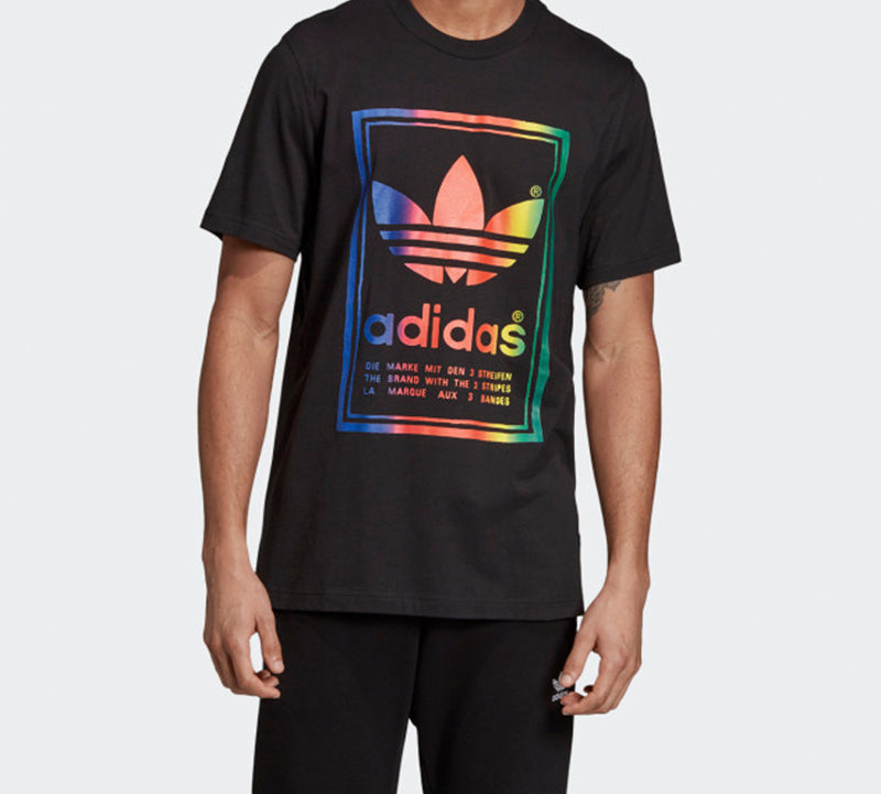 adidas originals Vintage Tee Multi-Color Gradient Logo Short Sleeve Black ED6917