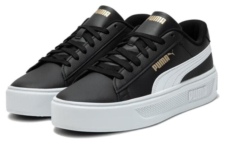 (WMNS) PUMA Smash Platform v3 Sneakers 'Black White' 390758-02