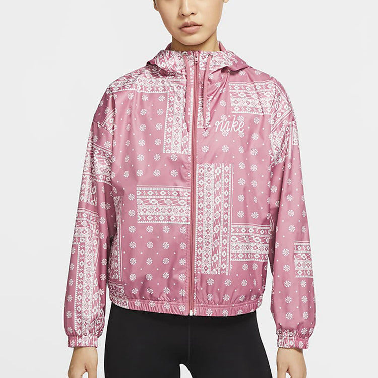 (WMNS) Nike Woven Printing cashew Hooded Jacket Pink Red CU5893-614