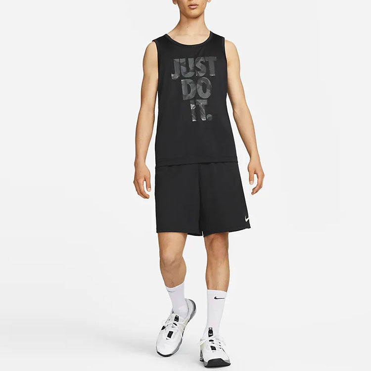 Men's Nike Dri-FIT Alphabet Printing Round Neck Pullover Camisole Black Vest DR7564-010