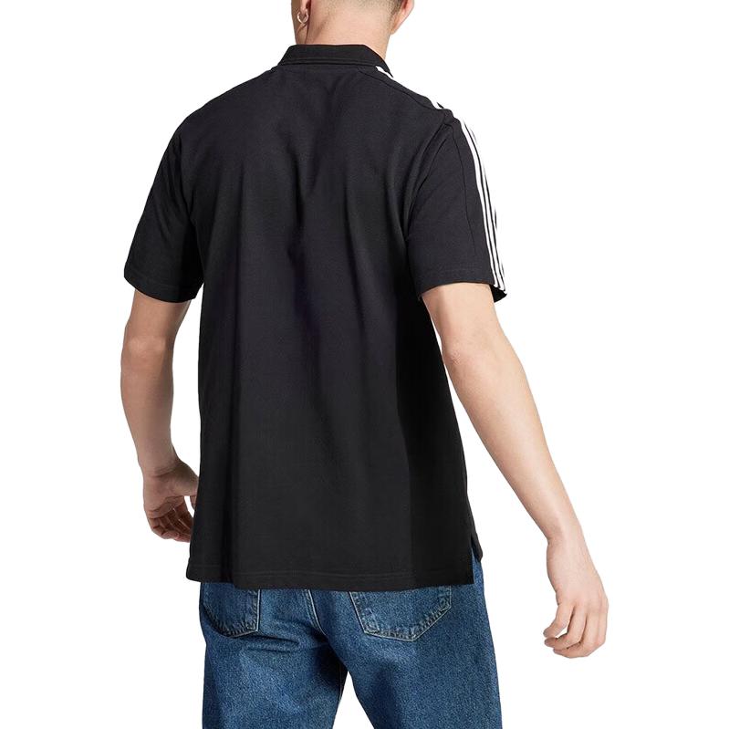 adidas Essentials Piqu Embroidered Small Logo 3-Stripes Polo Shirts 'Black' IC9310
