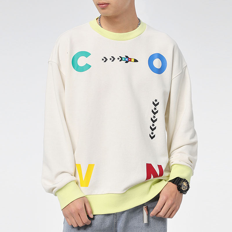 Converse Sports Contrast Letter Print Crew Neck Sweatshirt Asia Sizing 'White' 10022414-A02
