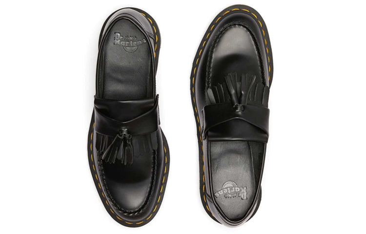 Dr. Martens Adrian Yellow Stitch Leather Tassel Loafers 'Black Smooth' 22209001