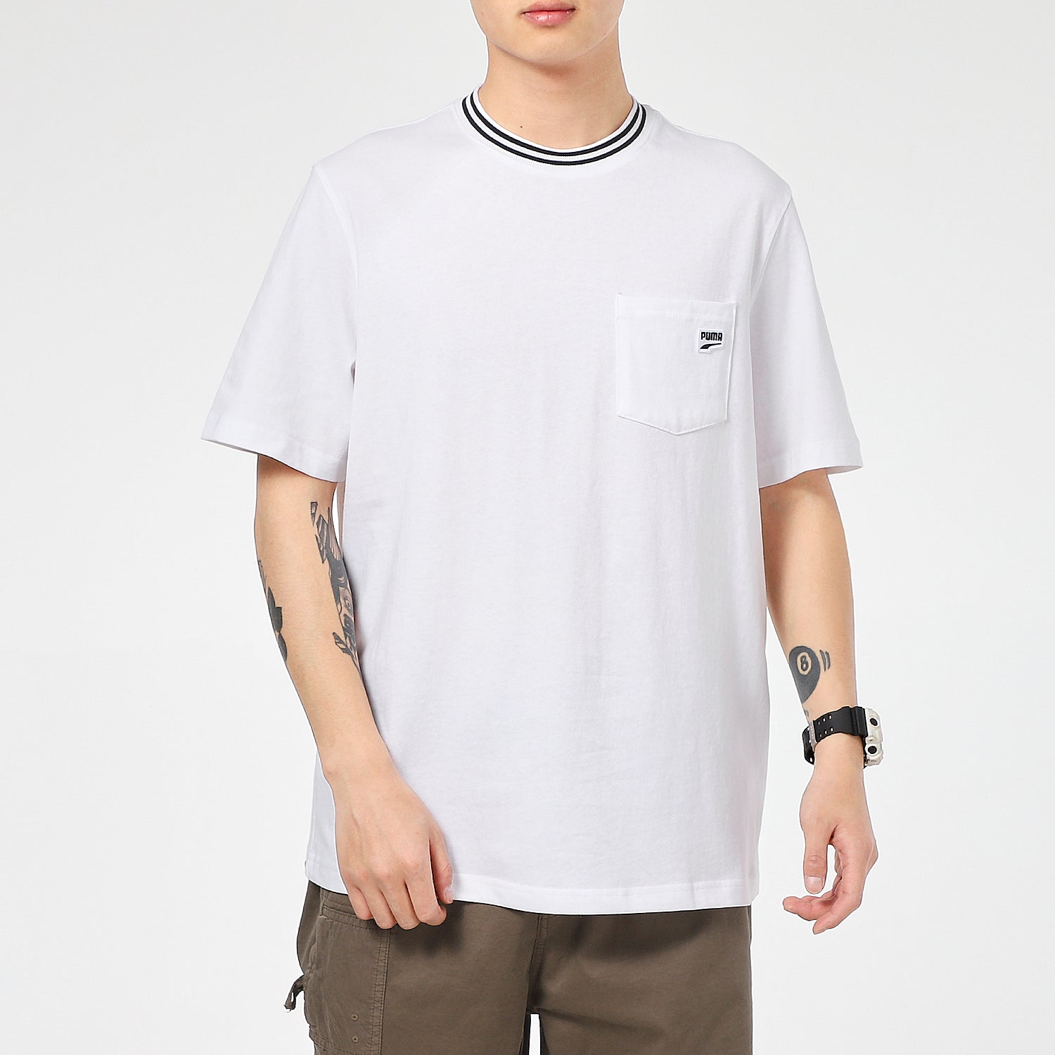 PUMA Downtown Pocket T-Shirt 'White Black' 531432-02
