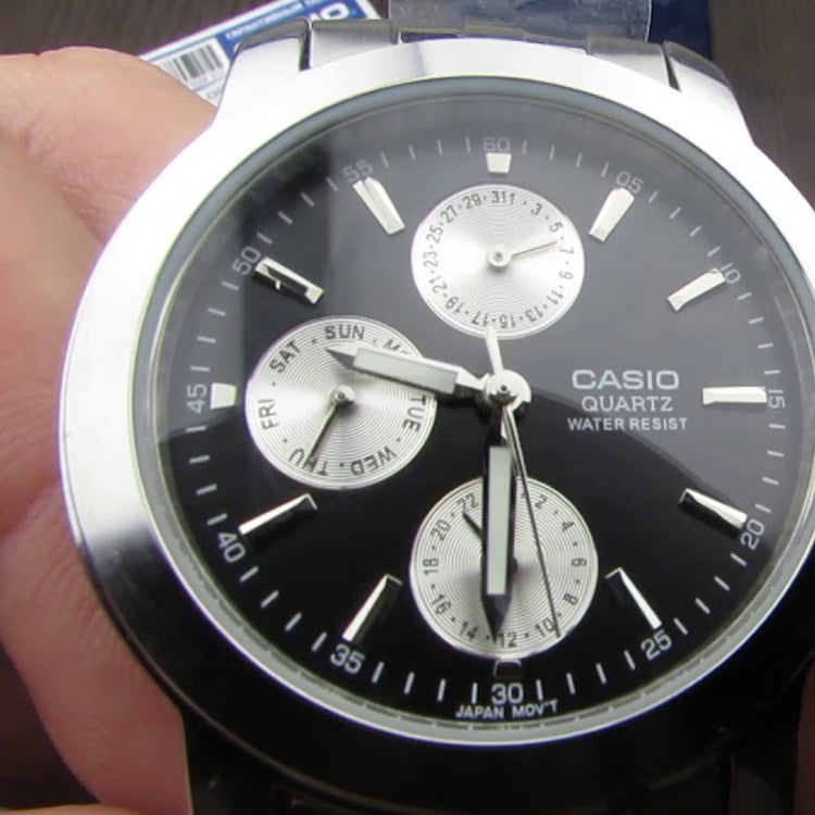 CASIO Stainless Steel Strap Black Watch Dial Mens Black Analog MTP-1192A-1ADR