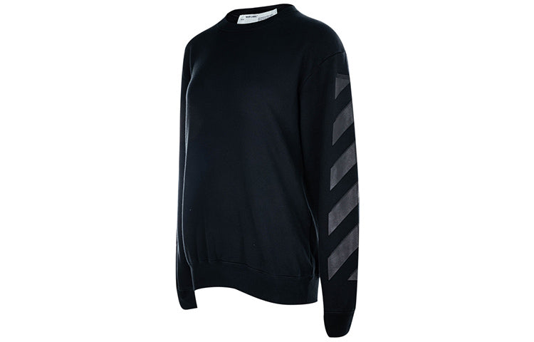 (WMNS) Off-White Casual Fleece Lined Logo Arrow Cotton Pullover Round Neck Black Hoodie OWBA046E19F300961010