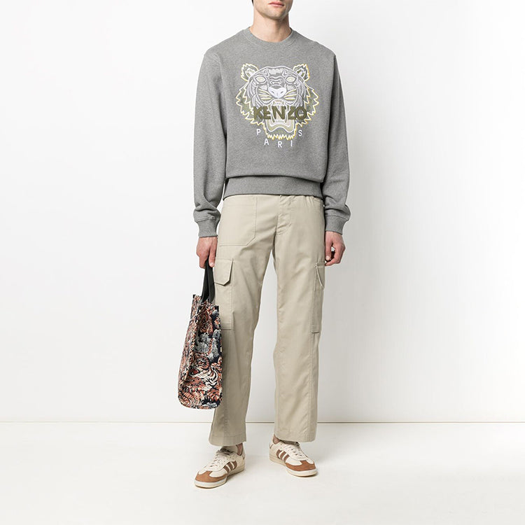 KENZO Men's SS21 Tiger Crew Neck Grey FB55SW1104XA-95