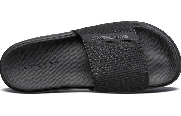 Skechers Velcro Flat Heel Sports Slippers Black 51729-BBK