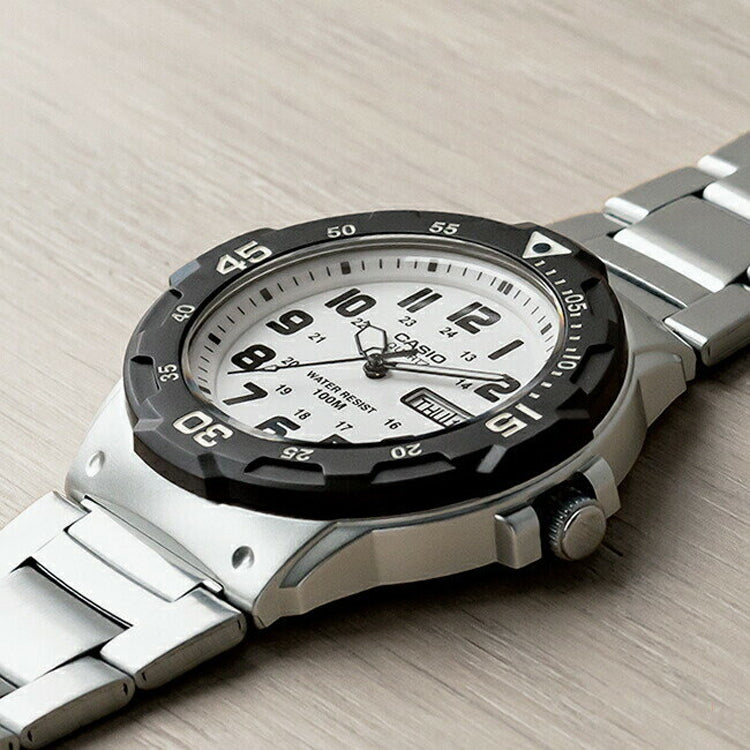 CASIO Waterproof Stainless Steel Strap Quartz Sports Mens Silver Analog MRW-200HD-7B