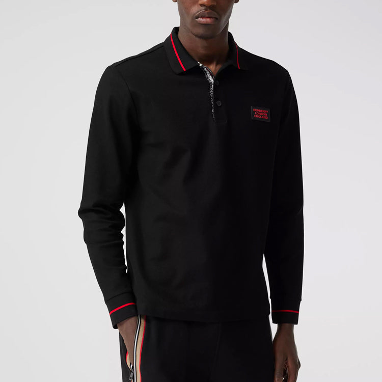 Burberry Long Sleeve Cotton Polo Male Black 80336911