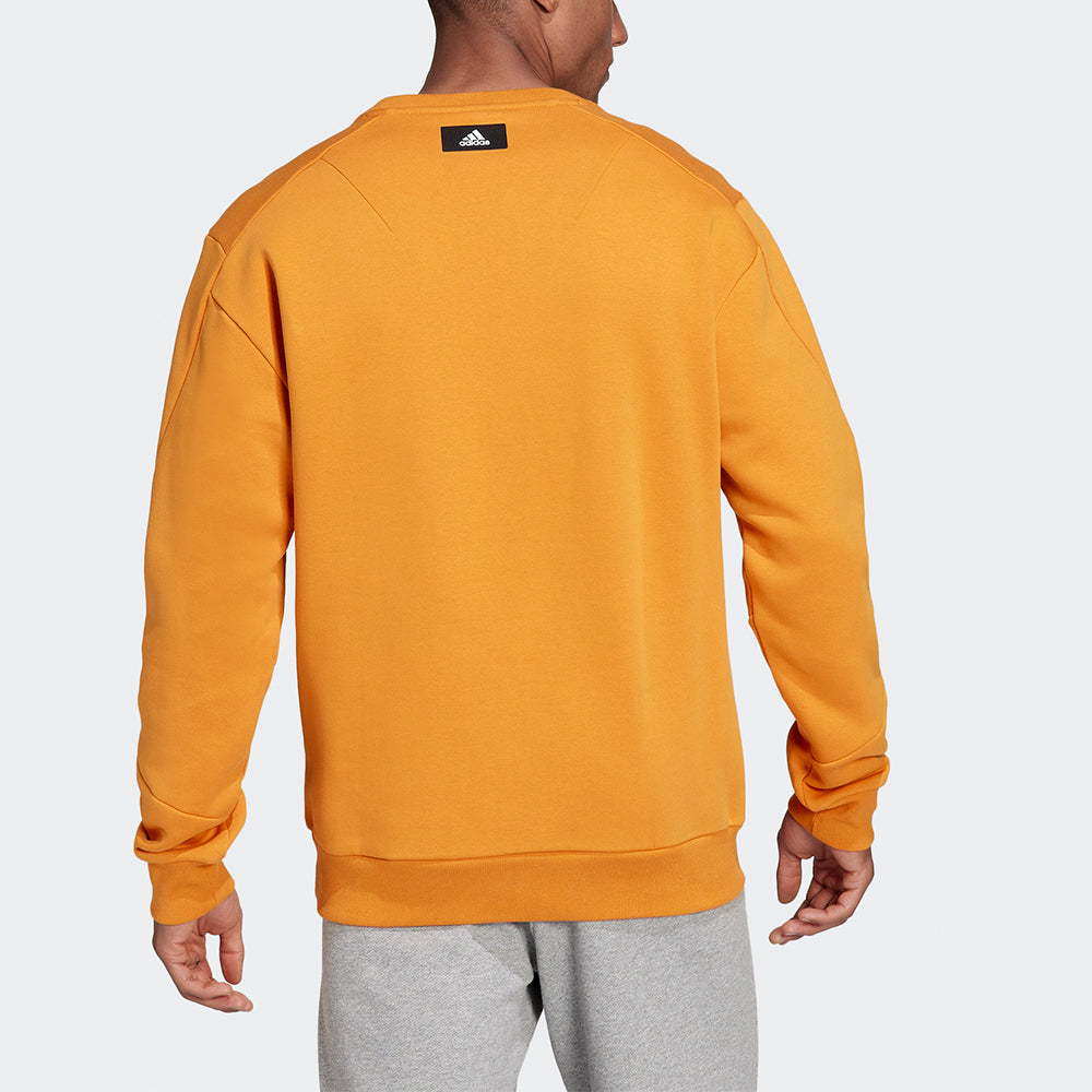 Men's adidas Fi Wtr Crew Large Logo Printing Sports Round Neck Pullover Orange H46508