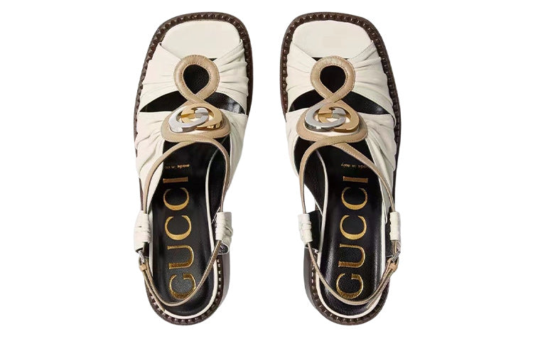(WMNS) Gucci Leather Mid-heel Platform Sandal 'White' 601567-BKO60-9117