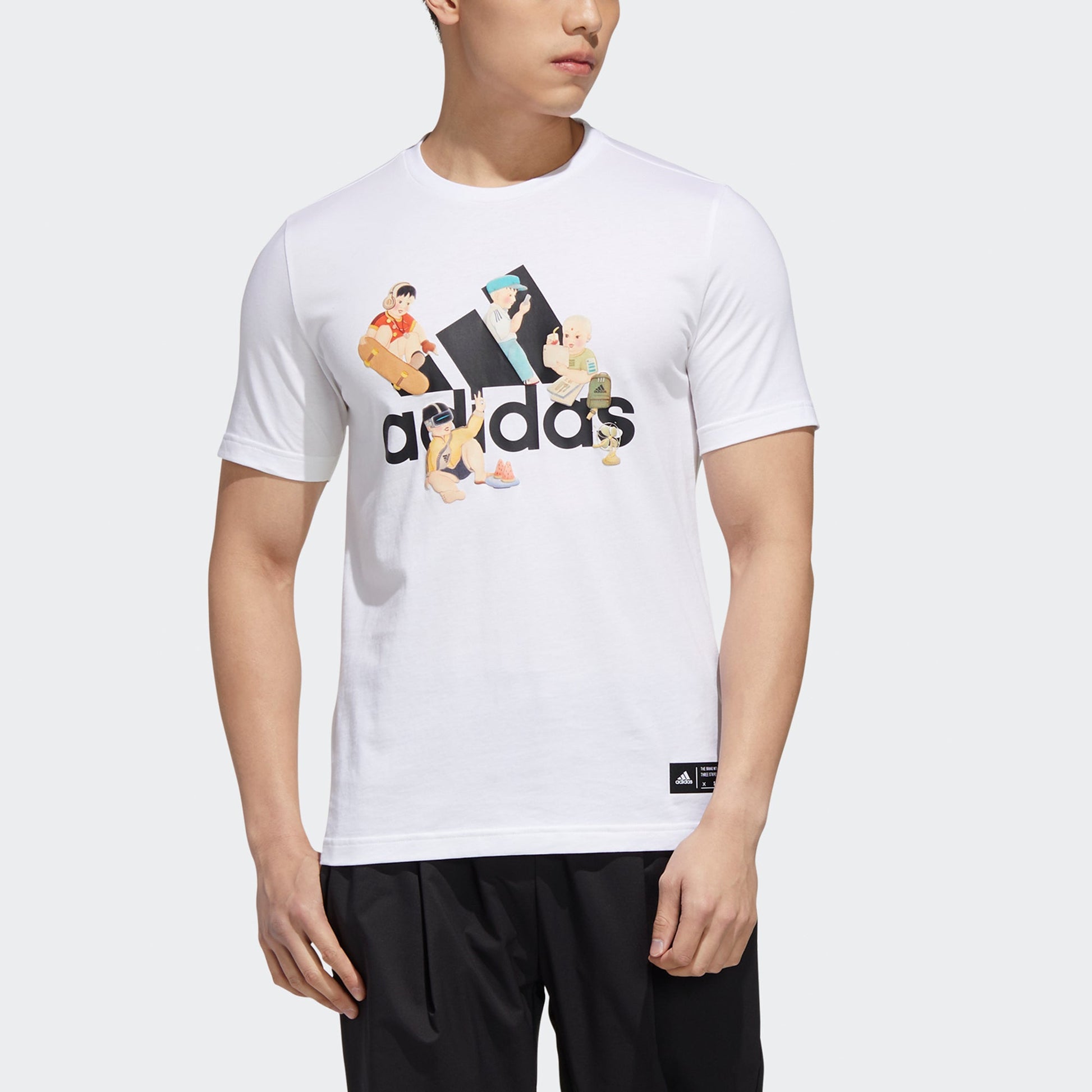 adidas Shanghai Tee Logo Printing Sports Round Neck Short Sleeve White GL0399