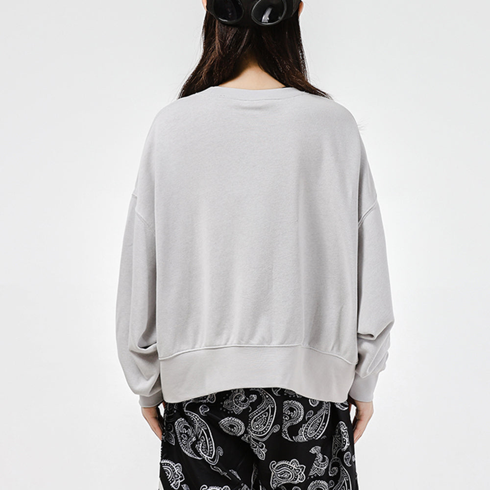 (WMNS) Nike Logo Loose Sports Round Neck Pullover Gray Hoodie DJ6938-094