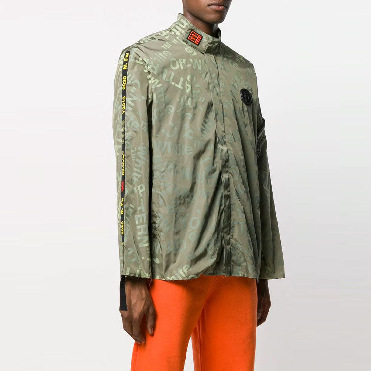 Off-White FW21 Large Alphabet Logo Printing Zipper Jacket Version Green OMBD015F19A230034300