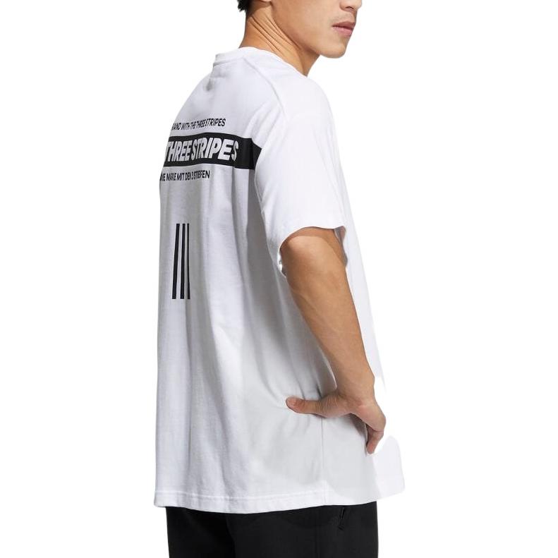 Men's adidas Back Alphabet Printing Round Neck Short Sleeve Japanese Version White T-Shirt HD0084