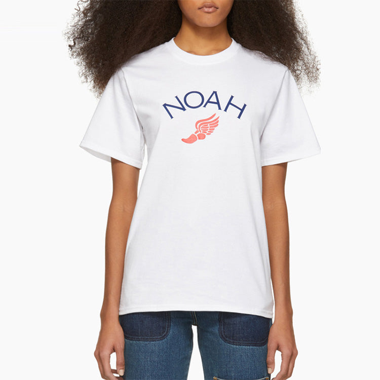 NOAH Nyc Winged Foot Logo Tee White Printing Short Sleeve Unisex T13SS19WHT