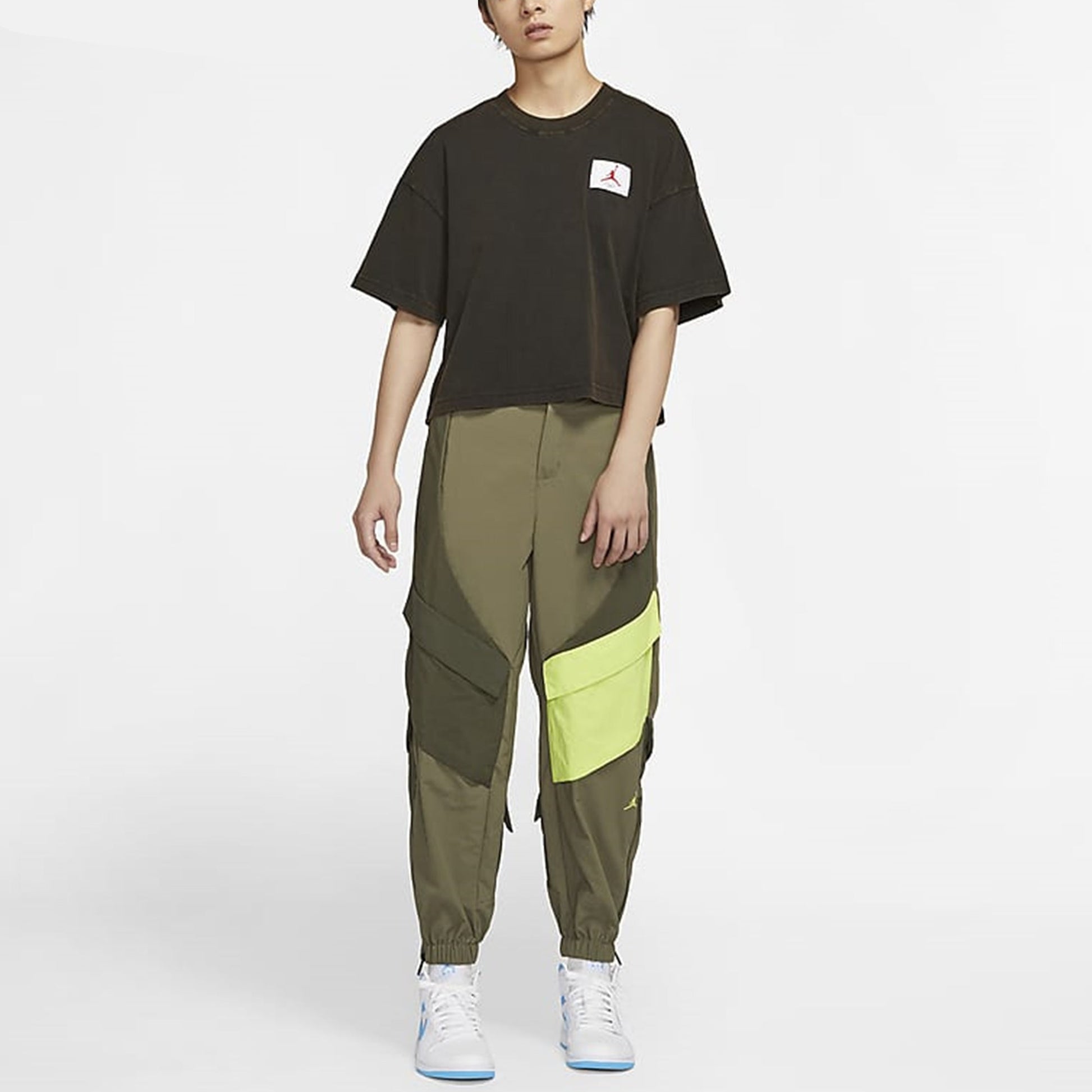 (WMNS) Air Jordan Essentials Boxy Logo Loose Sports Short Sleeve Black CZ4140-010