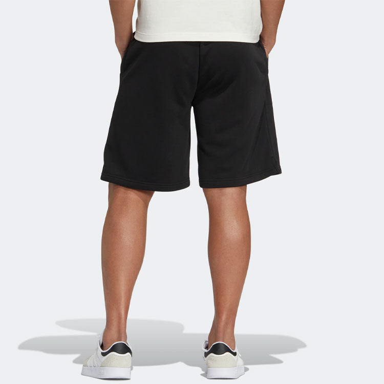 adidas neo Solid Color Lacing Casual Straight Shorts Unisex Black HS6819