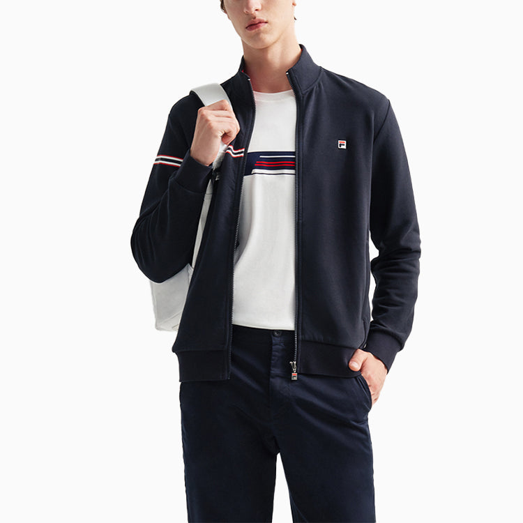 FILA logo Printing Cozy Casual Sports Jacket Knit Black F51M031504FW-NV