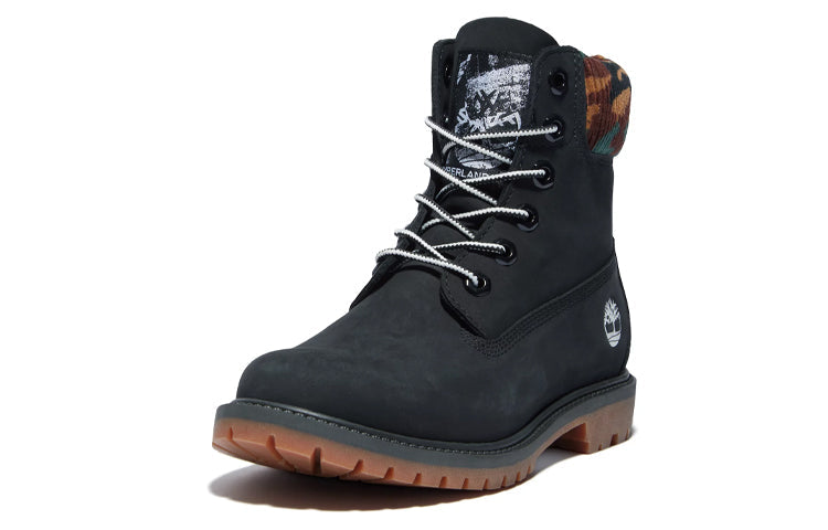 (WMNS) Timberland Heritage 6 Inch Waterproof Boots 'Black Nubuck with Camo' A2M7T001