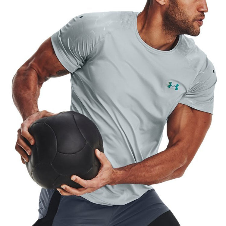 Under Armour Rush Emboss Short Sleeve T-Shirt 'Grey Blue' 1376790-465