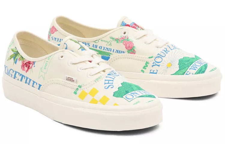 Vans Authentic Low Tops Casual Skateboarding Shoes Unisex White Green Blue Cartoon Printing 'White Green Blue' VN0A5KRDAS1